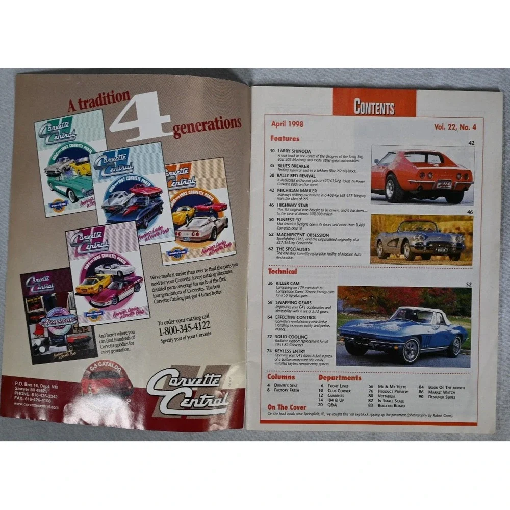 Vette Magazine April 1998 Corvette Big Block 1968 1969 Car Enthusiast